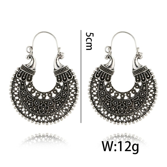 2/$20!  Antiqued Silver Flower Boho Earrings - Picture 6 of 8